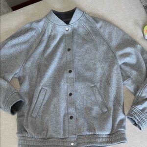 Lululemon Varsity Bomber style jacket. Gray Snap-Front Bomber Jacket